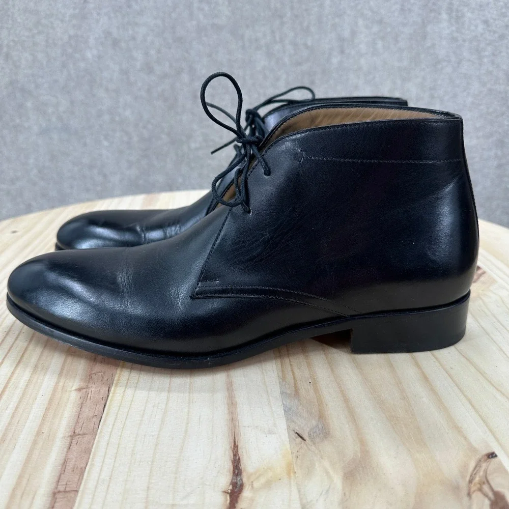 Ace Marks Black Leather Chukka Oxford Boots‎ 9 Ankle Dress Lace Almond Toe Shoes